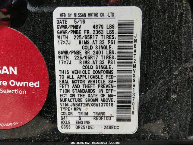 Nissan ROGUE S 2016 JN8AT2MVXGW137018 Image 9