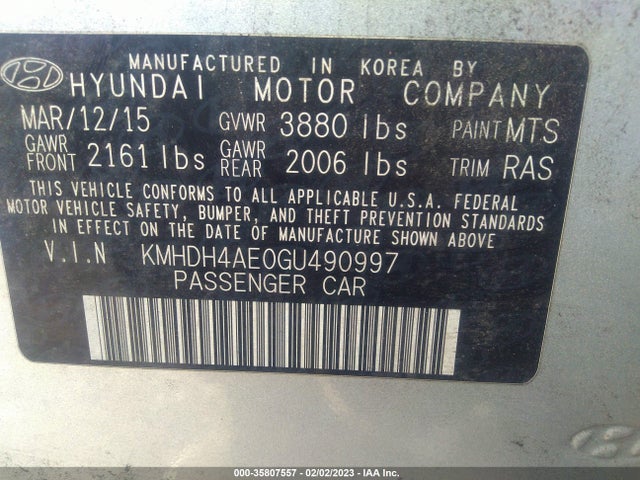 Hyundai ELANTRA SE 2016 KMHDH4AE0GU490997 Image 9