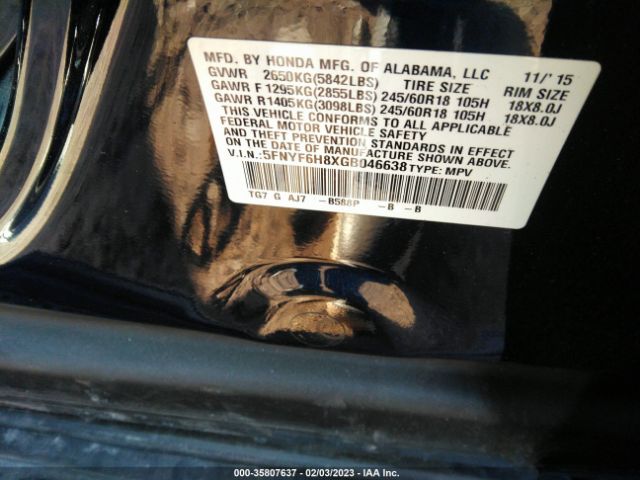 5FNYF6H8XGB046638 Honda Pilot Ex-l