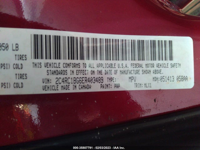 2C4RC1BG6ER403489 Chrysler Town & Country Touring