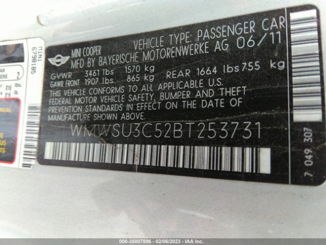 WMWSU3C52BT253731 Mini COOPER HARDTOP