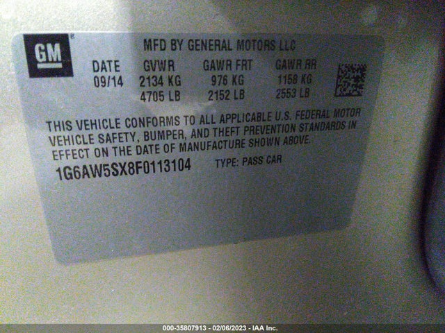 2015 Cadillac CTS, VIN: 1G6AW5SX8F0113104