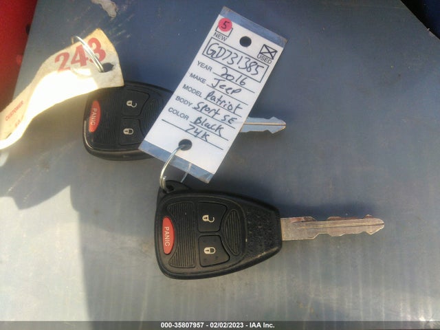 2016 JEEP PATRIOT SPORT SE VIN: 1C4NJPBA0GD731385