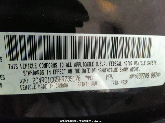 Chrysler Pacifica Lx 2017 2C4RC1CG5HR739170 Image 9