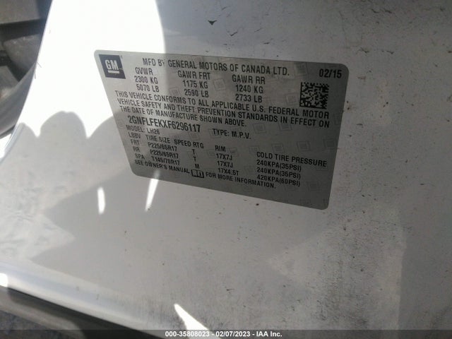 Chevrolet EQUINOX LT 2015 2GNFLFEKXF6296117 Image 9