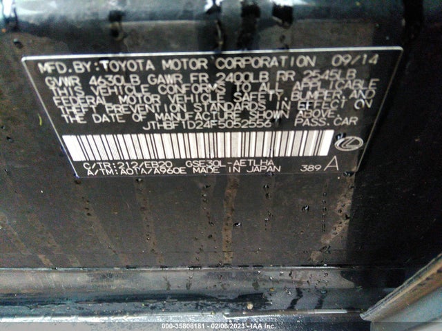 JTHBF1D24F5052556 Lexus IS 250