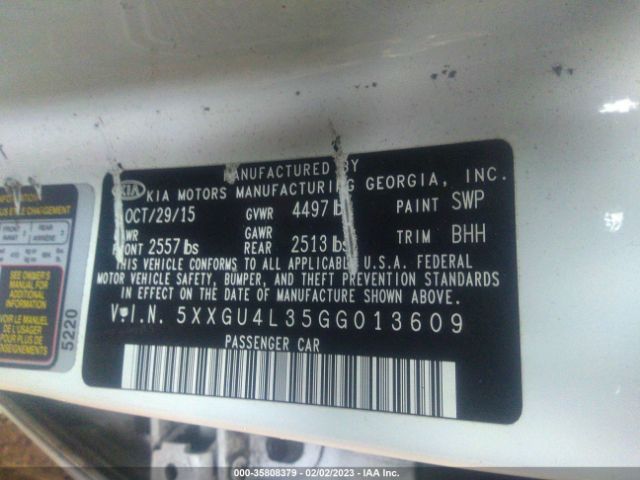 5XXGU4L35GG013609 KIA OPTIMA EX