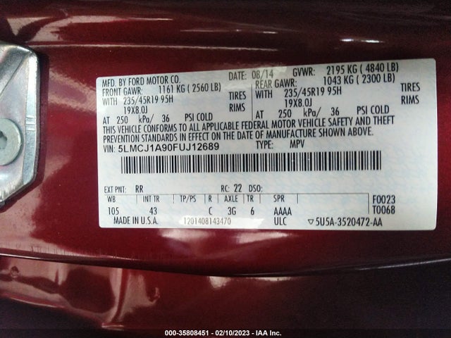 Lincoln MKC 2015 5LMCJ1A90FUJ12689 Image 10