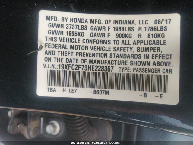 Honda Civic Sedan Ex 2017 19XFC2F73HE228367 Image 10