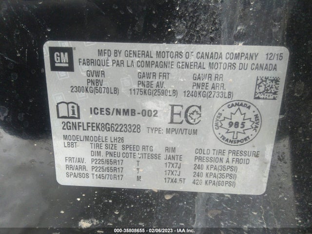 Chevrolet EQUINOX LT 2016 2GNFLFEK8G6223328 Image 11