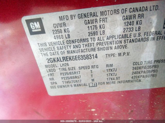 2GKALREK6E6358314 GMC Terrain Sle