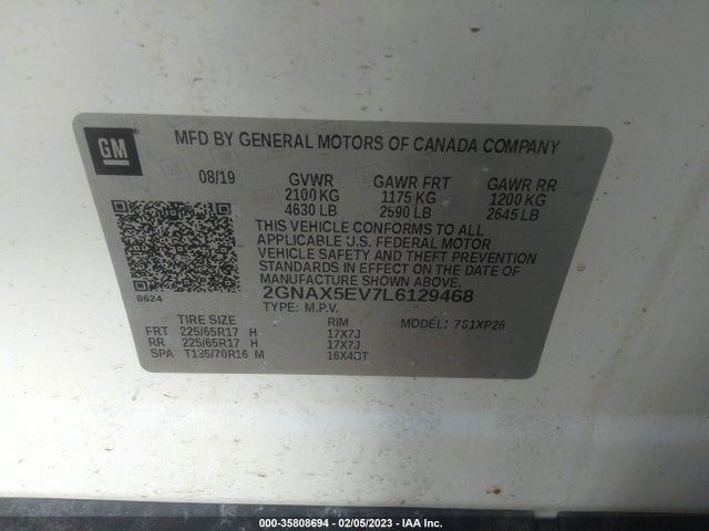 Chevrolet EQUINOX LS 2020 2GNAX5EV7L6129468 Image 9