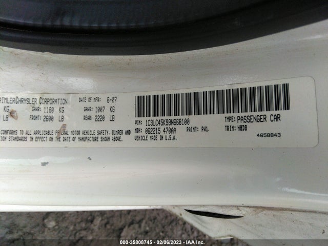 1C3LC45K98N668100 Chrysler SEBRING LX