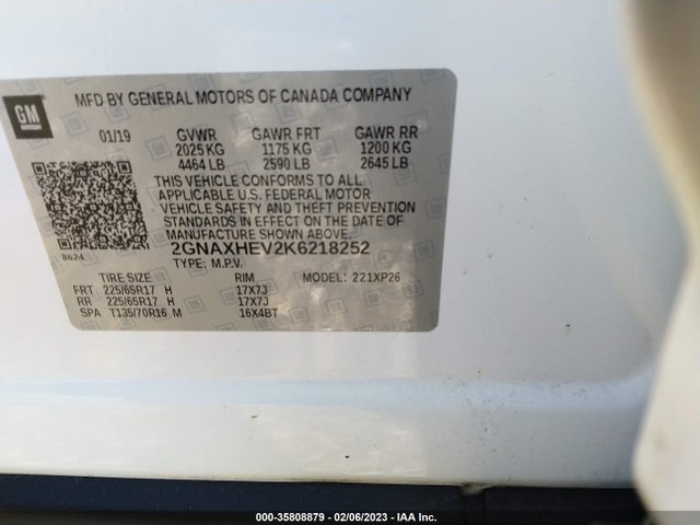 Chevrolet EQUINOX LS 2019 2GNAXHEV2K6218252 Image 9