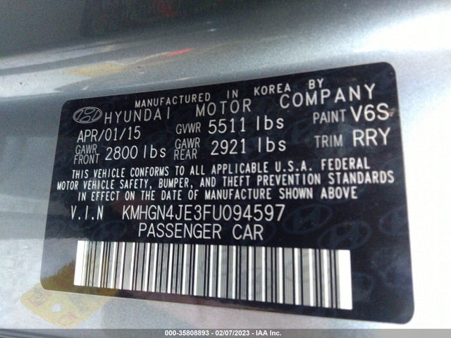Hyundai Genesis 3.8l 2015 KMHGN4JE3FU094597 Image 10