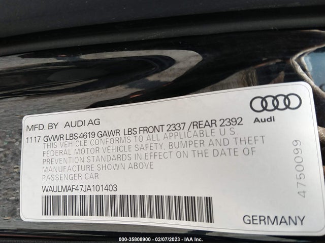 Audi A4 2018 WAULMAF47JA101403 Image 9