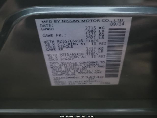 5N1AR2MN6EC734140 Nissan PATHFINDER