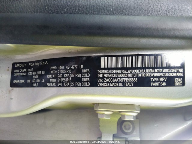 2015 Jeep Renegade, VIN: ZACCJAAT8FPB95888