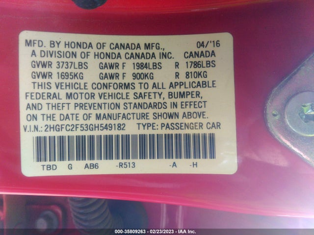 Honda Civic Sedan Lx 2016 2HGFC2F53GH549182 Image 9
