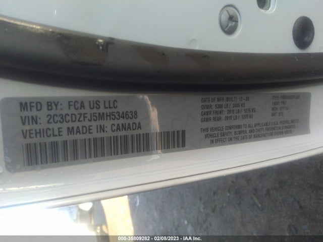 2021 Dodge Challenger, VIN: 2C3CDZFJ5MH534638