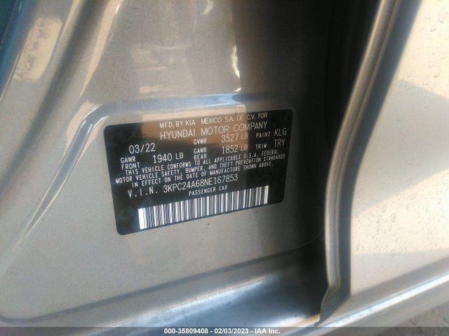 2022 Hyundai Accent, VIN: 3KPC24A68NE167853