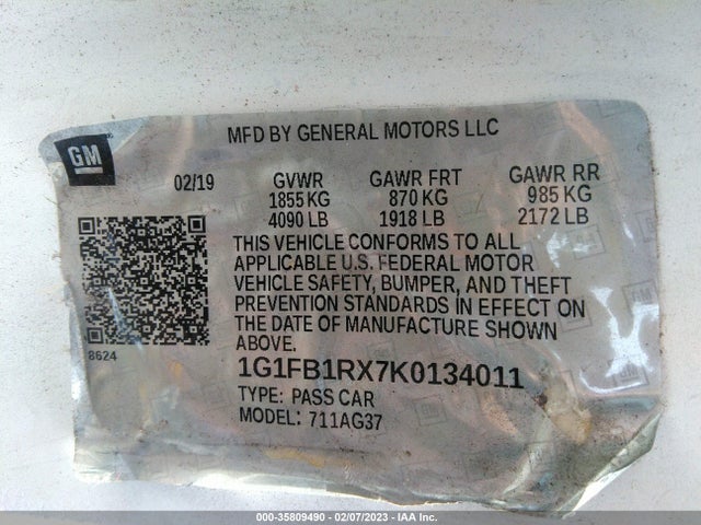 Chevrolet Camaro 1lt 2019 1G1FB1RX7K0134011 Image 10