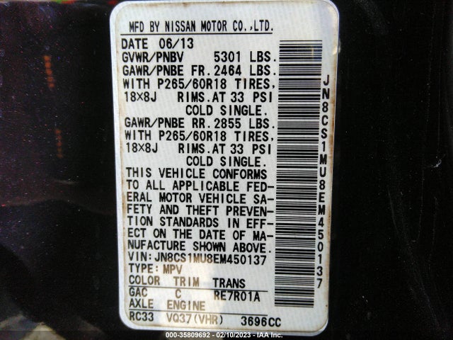 2014 Infiniti QX70, VIN: JN8CS1MU8EM450137