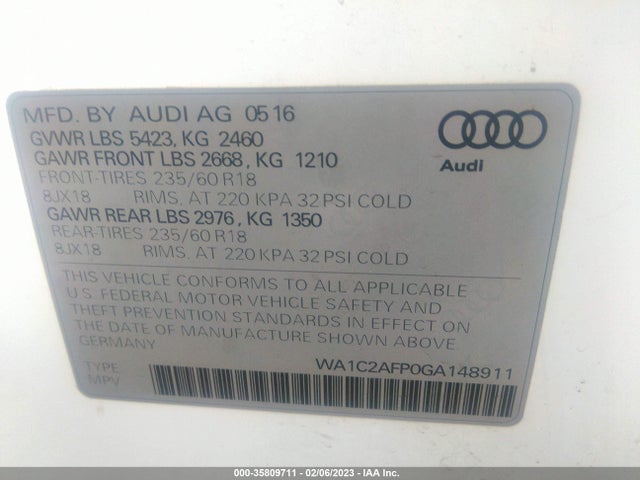 WA1C2AFP0GA148911 Audi Q5 PREMIUM