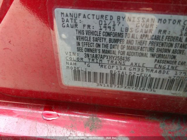 3N1AB7APXHY258436 Nissan SENTRA SV
