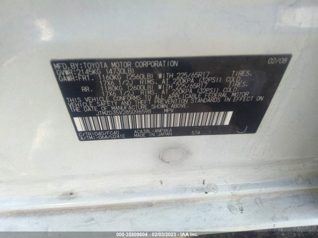 Toyota RAV4 2008 JTMZD35V285096598 Image 10