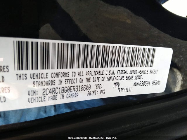 2C4RC1BG0ER310600 Chrysler Town & Country Touring