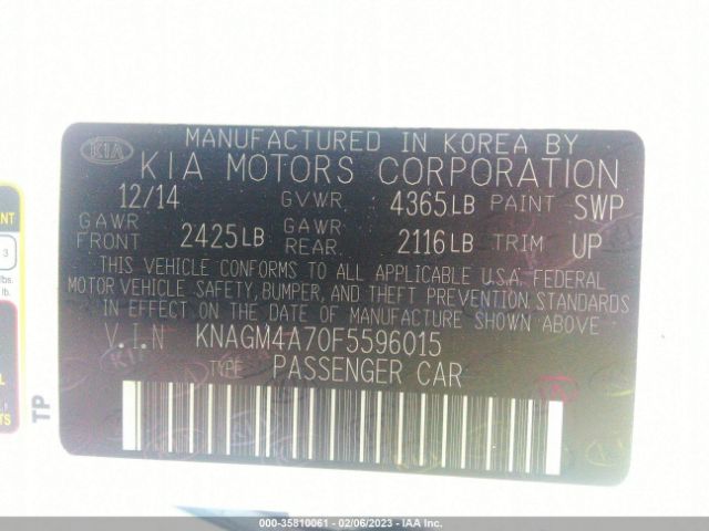 KNAGM4A70F5596015 KIA Optima Lx