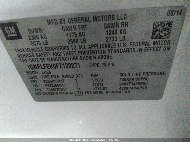 Chevrolet EQUINOX LT 2015 1GNFLFEK0FZ100271 Image 9
