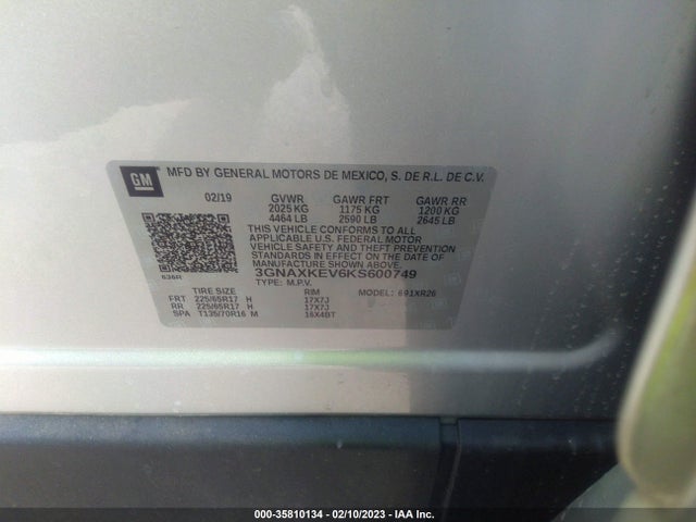 Chevrolet EQUINOX LT 2019 3GNAXKEV6KS600749 Image 10