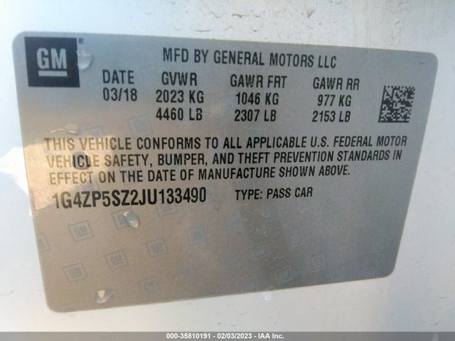 2018 Buick LaCrosse, VIN: 1G4ZP5SZ2JU133490