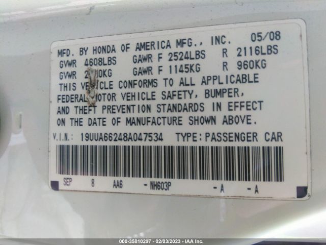 19UUA66248A047534 Acura TL