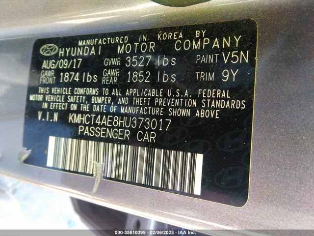 2017 HYUNDAI ACCENT SE VIN: KMHCT4AE8HU373017