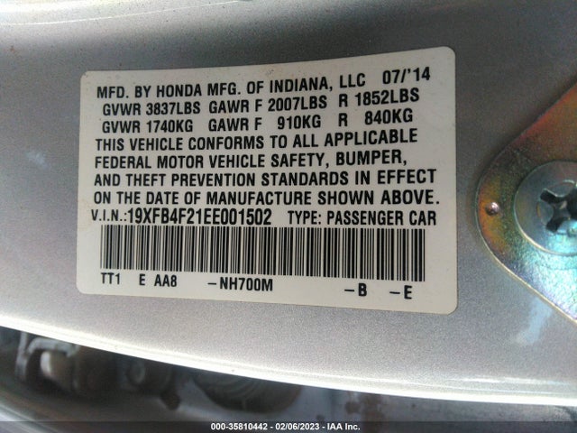 Honda CIVIC HYBRID 2014 19XFB4F21EE001502 Image 11