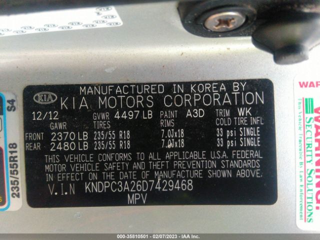 KNDPC3A26D7429468 KIA Sportage Ex