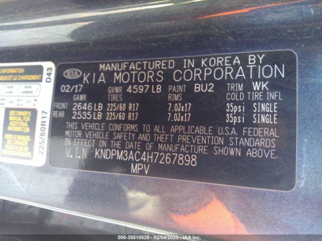 KNDPM3AC4H7267898 KIA Sportage Lx