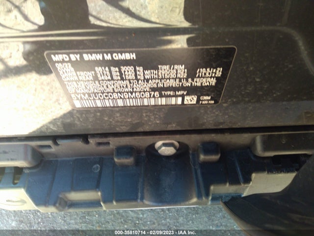 2022 BMW X5, VIN: 5YMJU0C08N9M60876