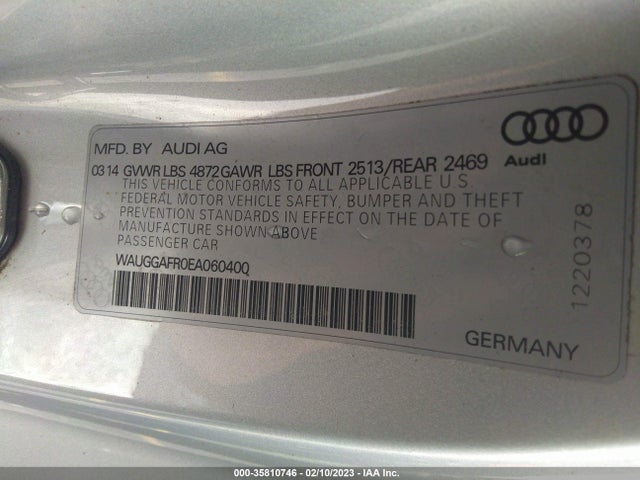 2014 Audi S5, VIN: WAUGGAFR0EA060400