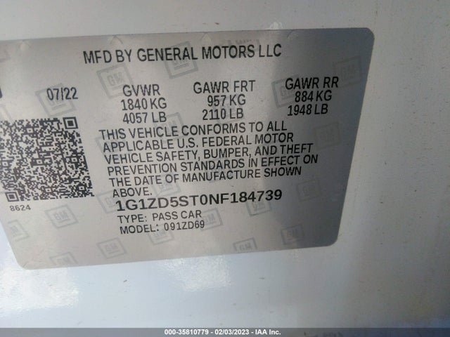 Chevrolet MALIBU LT 2022 1G1ZD5ST0NF184739 Image 9