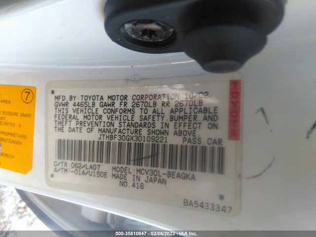 JTHBF30GX30109221 Lexus ES 300