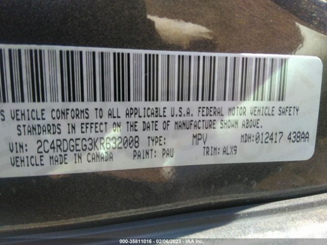 2C4RDGEG3KR632008 Dodge Grand Caravan Gt