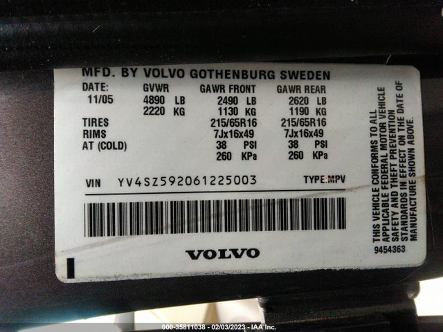 YV4SZ592061225003 Volvo XC70