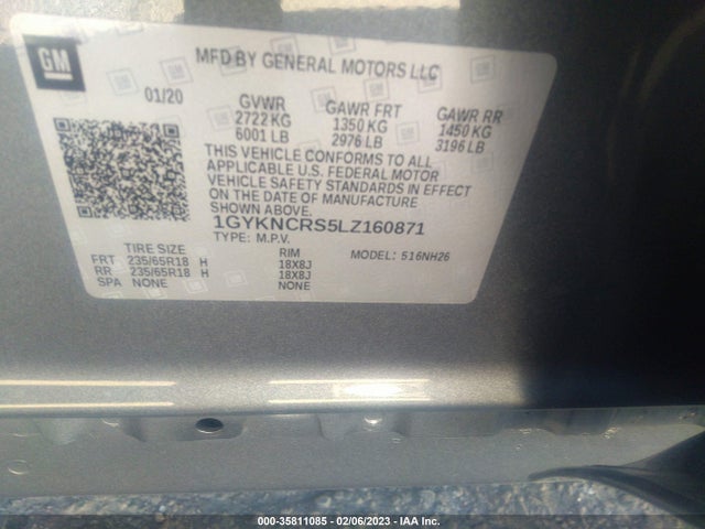 2020 Cadillac XT5, VIN: 1GYKNCRS5LZ160871