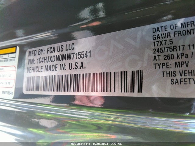 1C4HJXDN0MW715541 Jeep Wrangler Unlimited Sport S