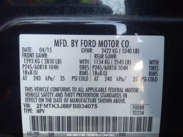 Ford EDGE SEL 2015 2FMTK3J88FBB34075 Image 12