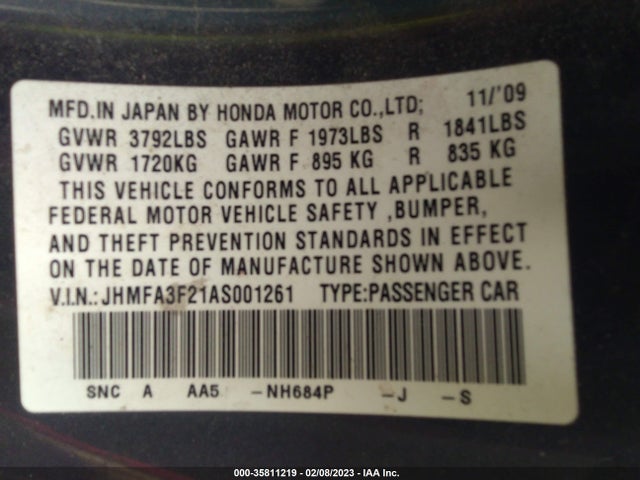 Honda CIVIC HYBRID 2010 JHMFA3F21AS001261 Image 14